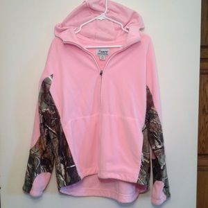 Pink camo zip sweatshirt